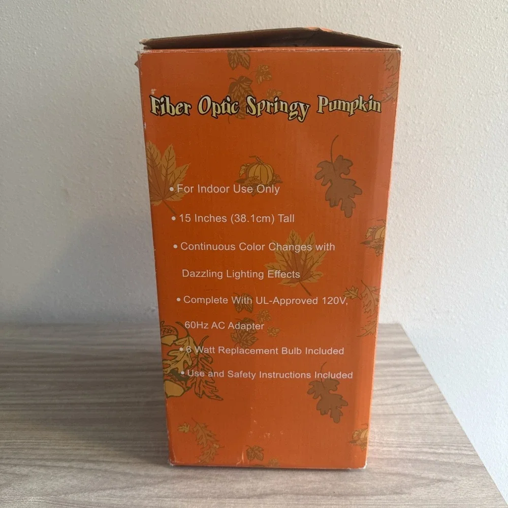 Vintage Fiber Optic Springy Pumpkin Collie Changing Halloween Decor W Box Tested